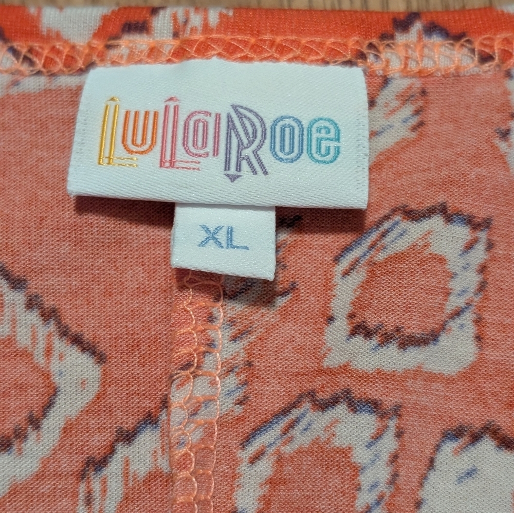 LuLaRoe Dani Maxi Dress XL NWOT Orange White Geometric Tribal Sleeveless Tank - Picture 2 of 8
